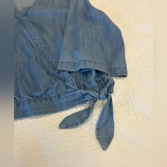 Cato Chambray/Denim Wrap Top with 3/4 Length Sleeves. Size 18. Slimming Design! - Picture 4 of 10